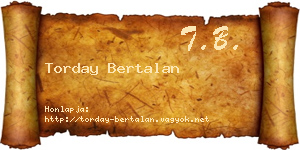 Torday Bertalan névjegykártya